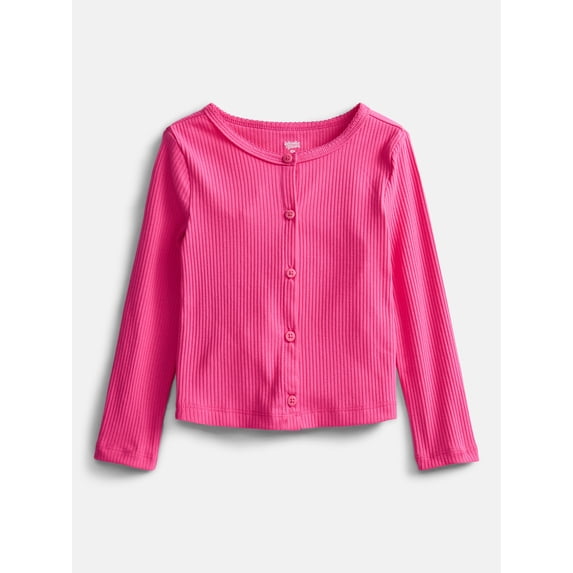 Wonder Nation Toddler Girls' Ribbed Cardigan with Long Sleeves, Sizes 18M-5T