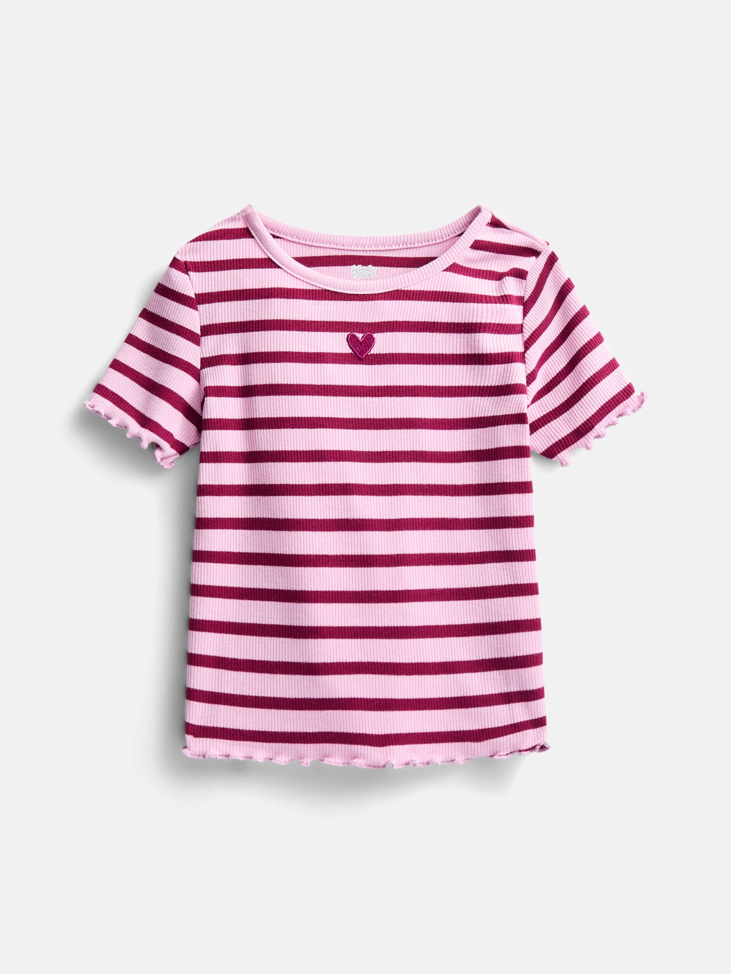 Wonder Nation Toddler Girls' Ribbed Tee with Short Sleeves, Sizes 18M-5T