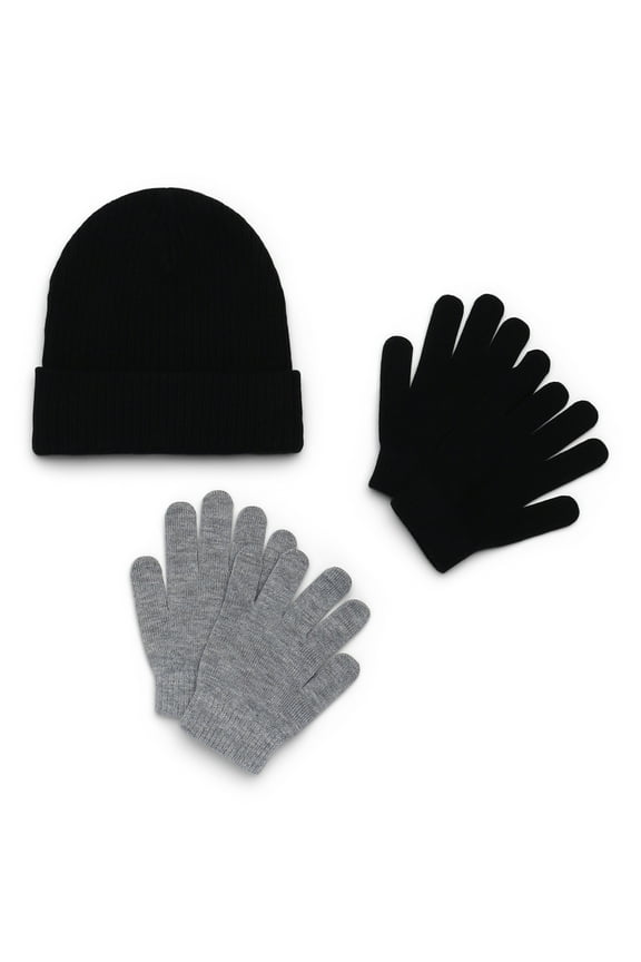 Ribbed Beanie and Gloves Set, 3-Piece, Sizes 4-16 Years
