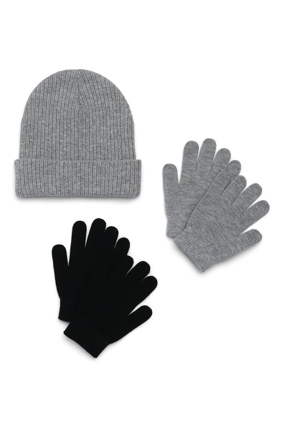 Ribbed Beanie and Gloves Set, 3-Piece, Sizes 4-16 Years
