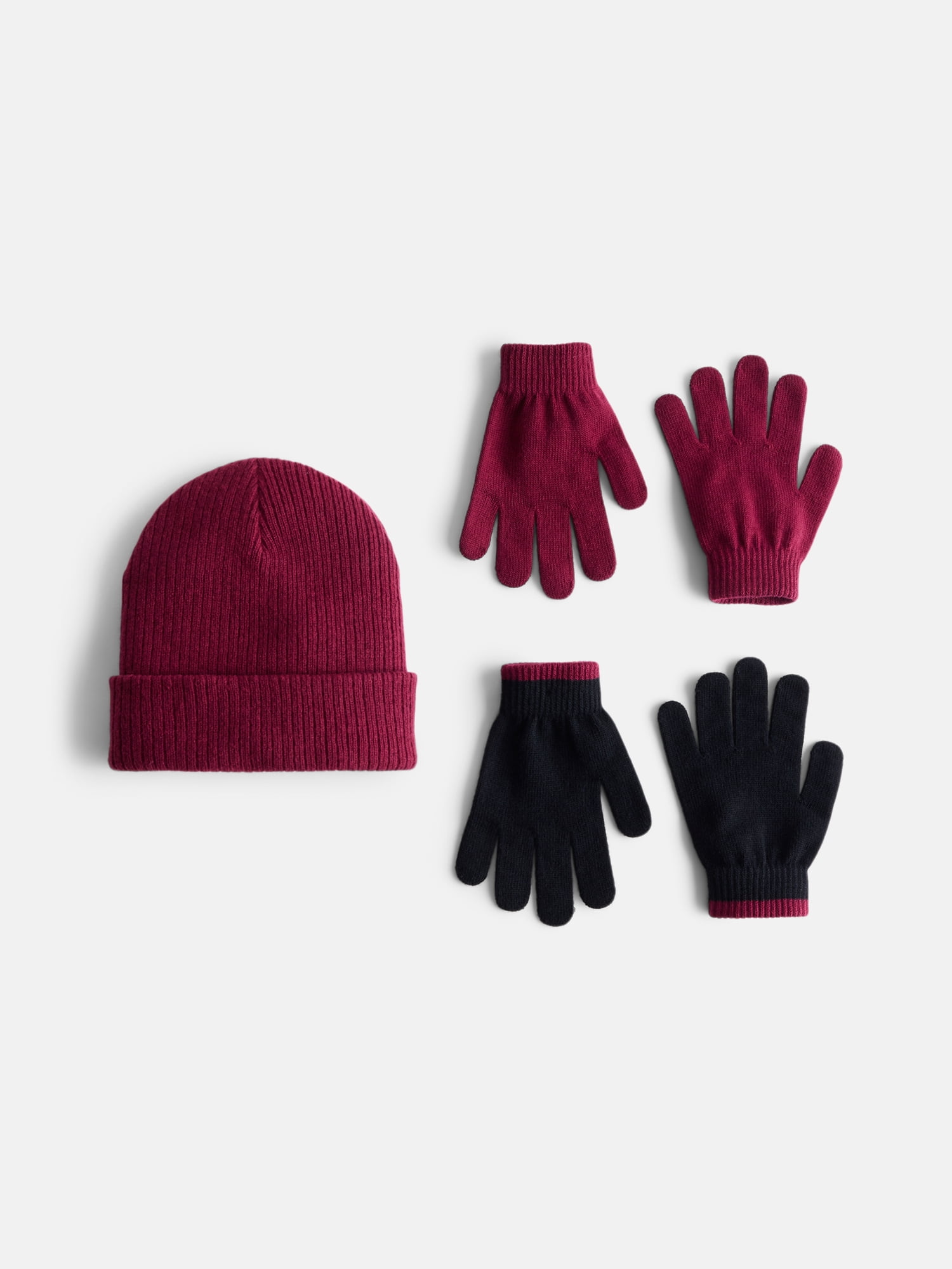 Wonder Nation Kids' Beanie Hat and Gloves Set, 5- Piece