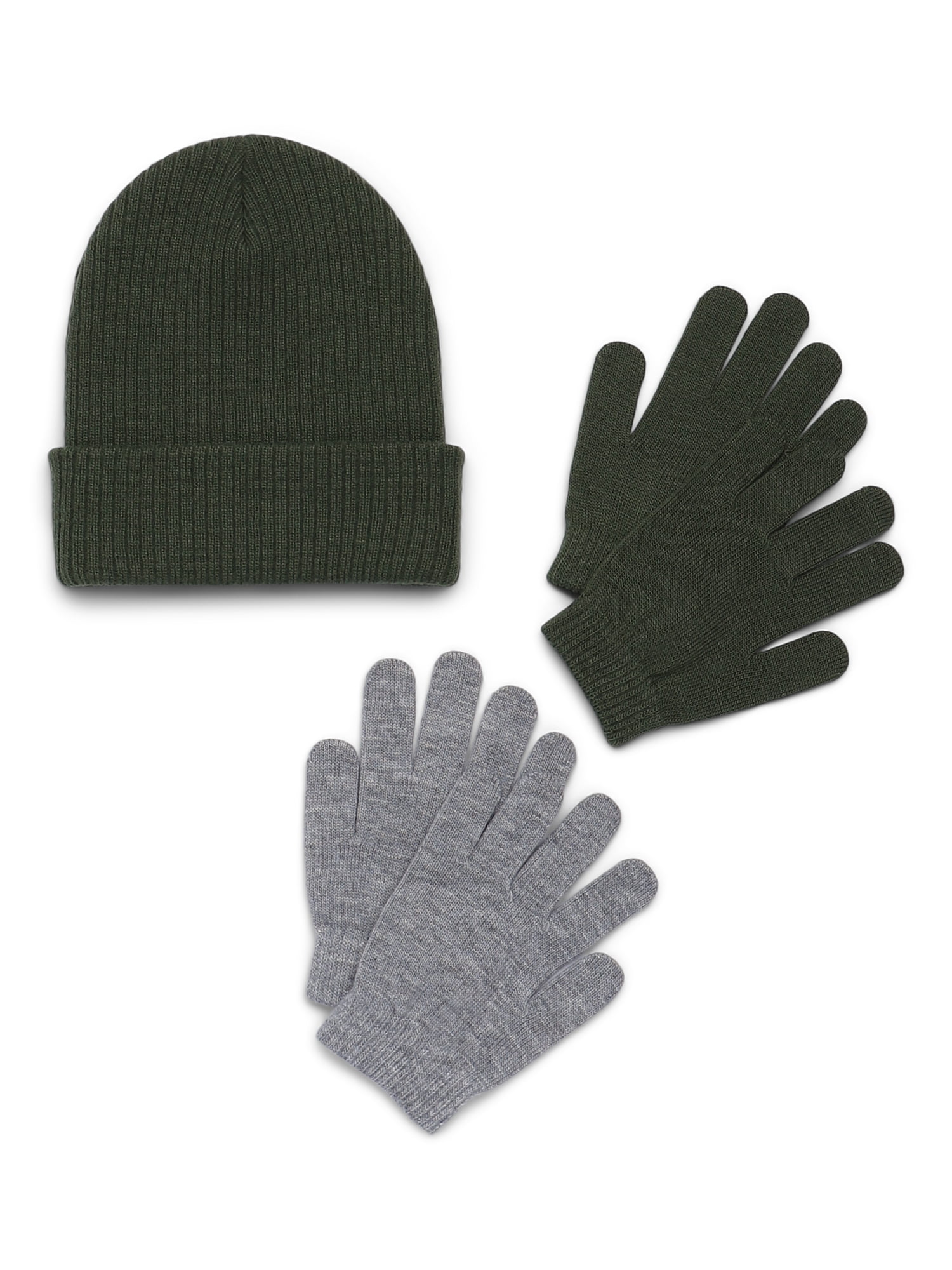 Wonder Nation Ribbed Beanie and Gloves Set, 3-Piece, Sizes 4-16 Years
