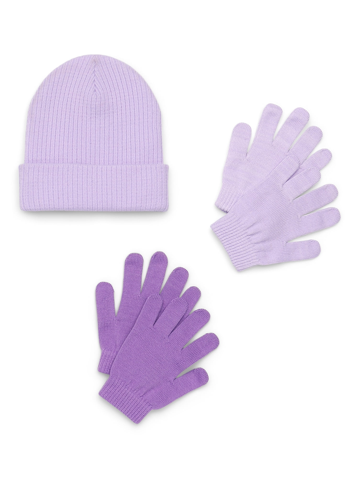 Wonder Nation Ribbed Beanie and Gloves Set, 2-Pack, One Size