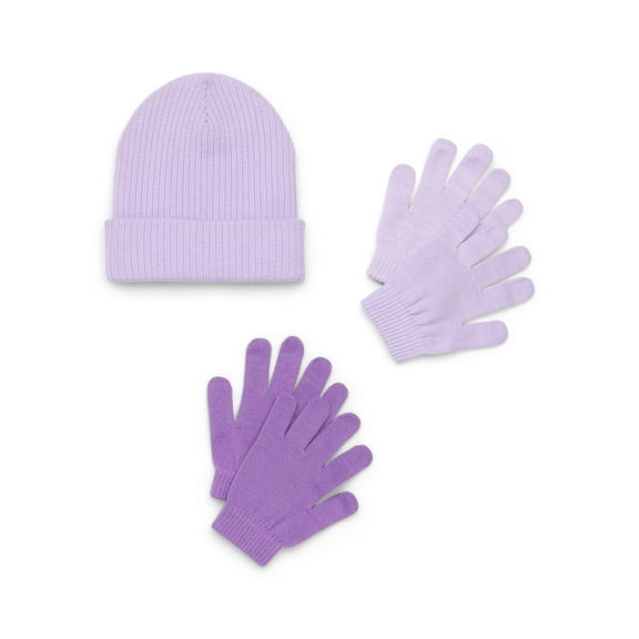 Wonder Nation Ribbed Beanie and Gloves Set, 2-Pack, One Size