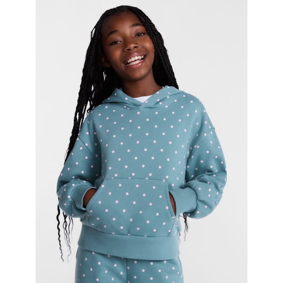 Wonder Nation Girls' Pullover Fleece Hoodie with Long Sleeves, Sizes 4-18 & Plus