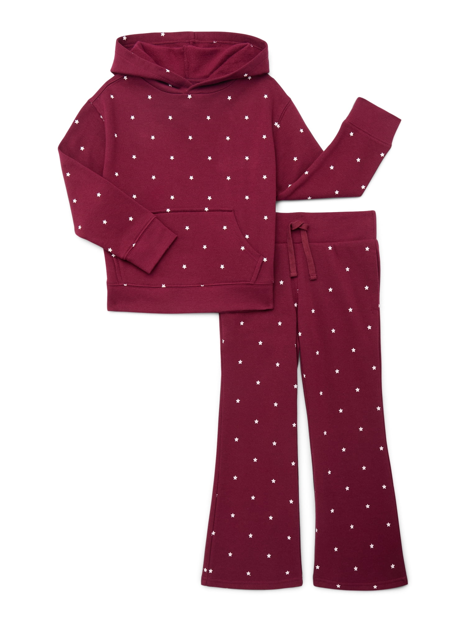 Girls Graphic Hoodie and Flare Pants Fleece Set, 2-Piece, Sizes 4-18 & Plus