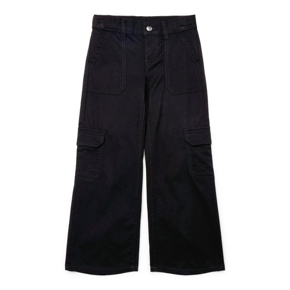 Wonder Nation Girls Wide Leg Cargo Jeans, Sizes 4-18 & Plus