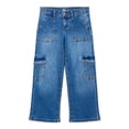 thumbnail image 1 of Wonder Nation Girls Wide Leg Cargo Jeans, Sizes 5-18 & Plus, 1 of 3