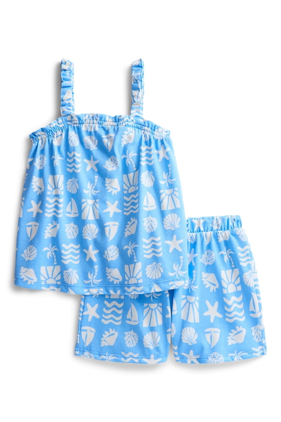 Toddler Girls Ribbed Tank Top and Shorts 2-Piece Set, Sizes 12M–5T