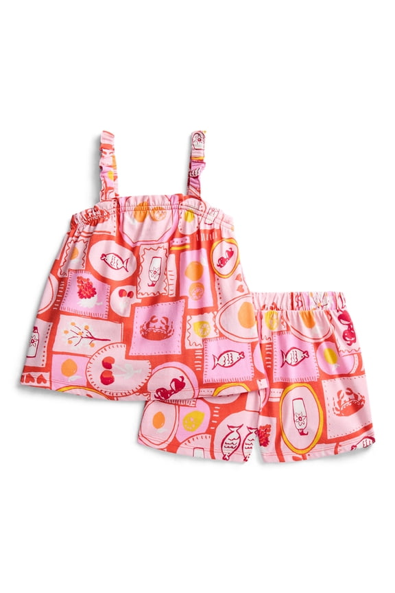 Toddler Girls Ribbed Tank Top and Shorts 2-Piece Set, Sizes 12M–5T