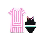 Wonder Nation Girls Terrycloth Swimsuit Coverup and Bikini, 3-Piece Swim Set, Size 4-18 & Plus