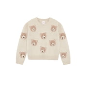 Wonder Nation Girls Novelty Feather Yarn Bear Icon Sweater, Sizes 4-18 & Plus