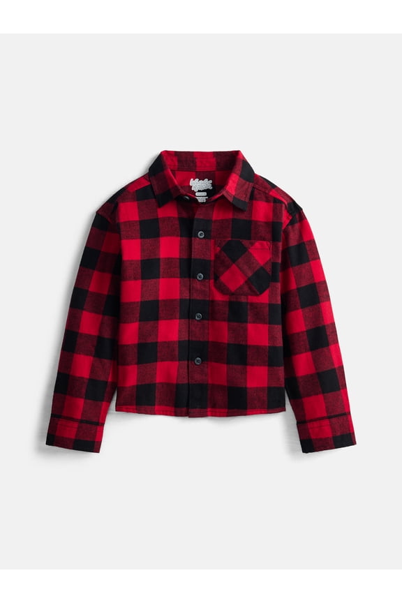 Boys' Flannel Shirt with Long Sleeves, Sizes 4-18 & Husky