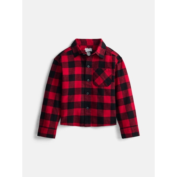 Wonder Nation Boys' Flannel Shirt with Long Sleeves, Sizes 4-18 & Husky