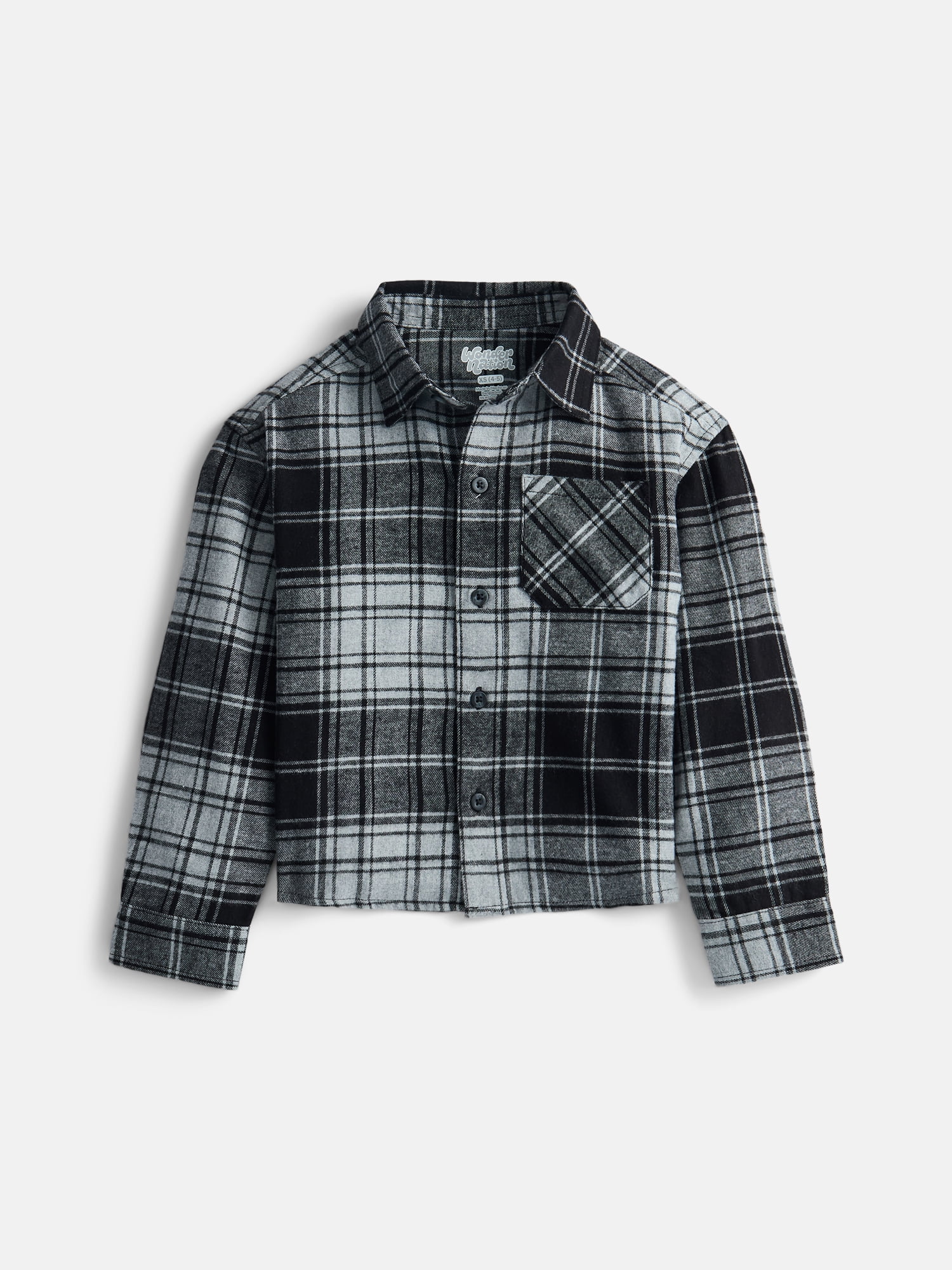 Wonder Nation Boys' Flannel Shirt with Long Sleeves, Sizes 4-18 & Husky