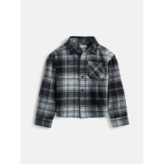 Wonder Nation Boys' Flannel Shirt with Long Sleeves, Sizes 4-18 & Husky