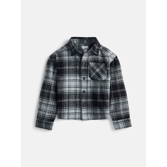 Wonder Nation Boys' Flannel Shirt with Long Sleeves, Sizes 4-18 & Husky