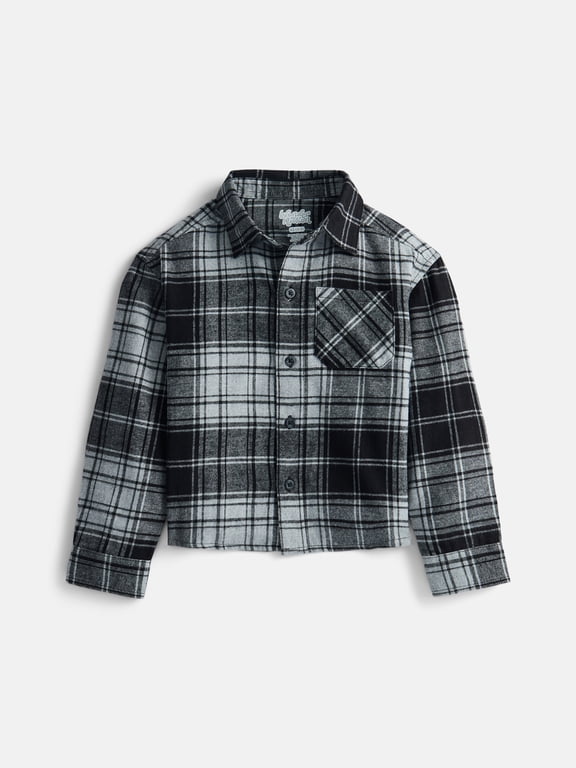 Boys' Flannel Shirt with Long Sleeves, Sizes 4-18 & Husky