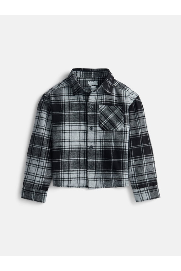 Boys' Flannel Shirt with Long Sleeves, Sizes 4-18 & Husky