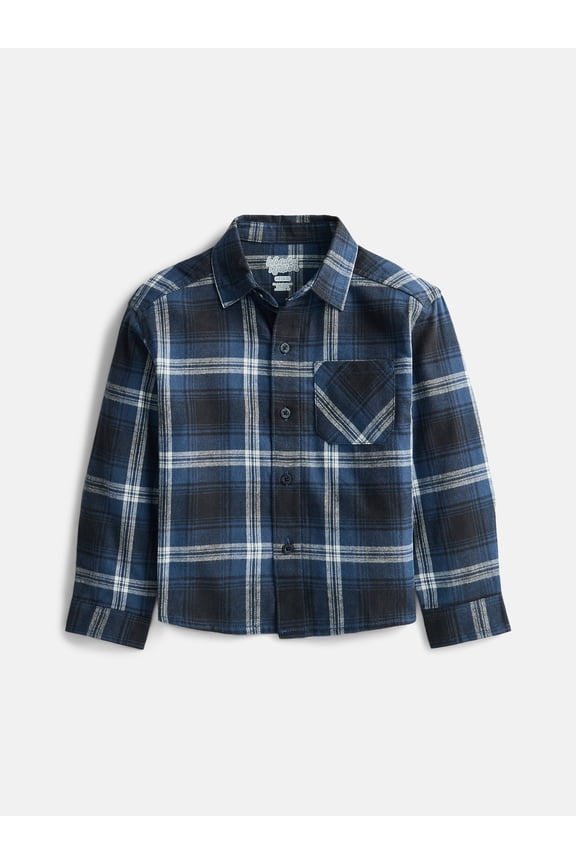 Boys' Flannel Shirt with Long Sleeves, Sizes 4-18 & Husky