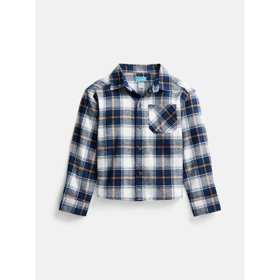 Wonder Nation Boys' Flannel Shirt with Long Sleeves, Sizes 4-18 & Husky