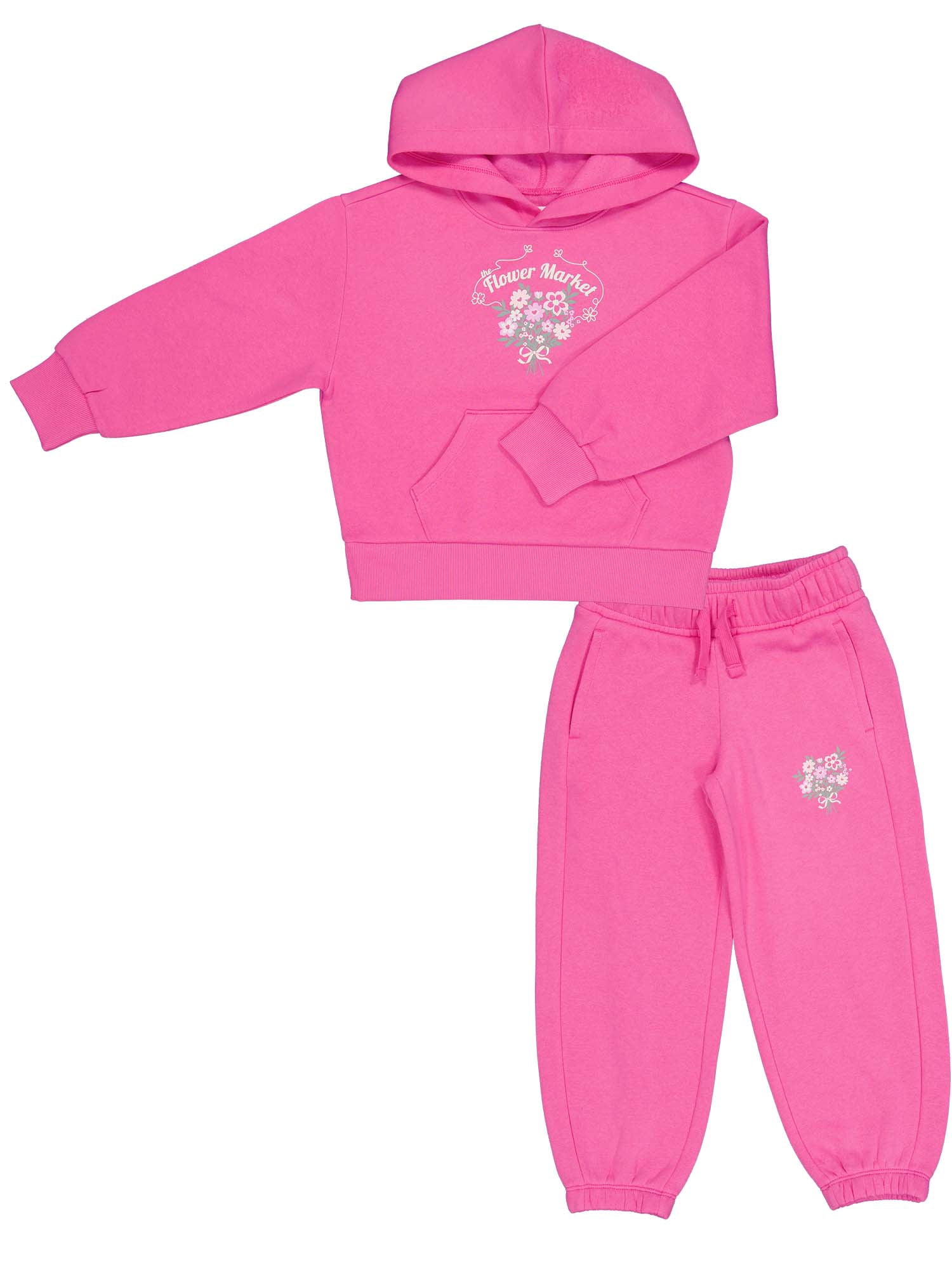 Wonder Nation Girls Fleece Hoodie Sets, Sizes 4-18 & Plus