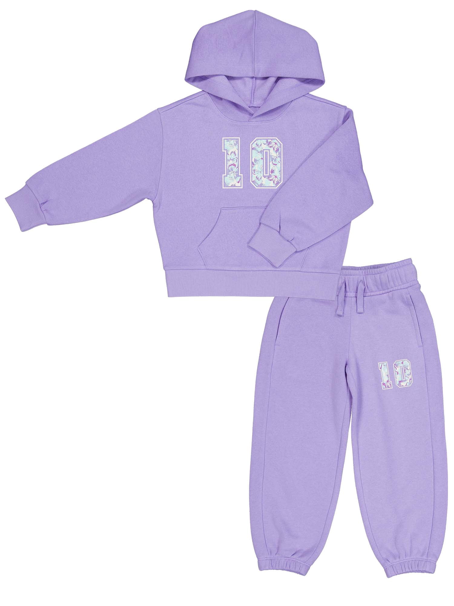 Wonder Nation Girls Fleece Hoodie Sets, Sizes 4-18 & Plus