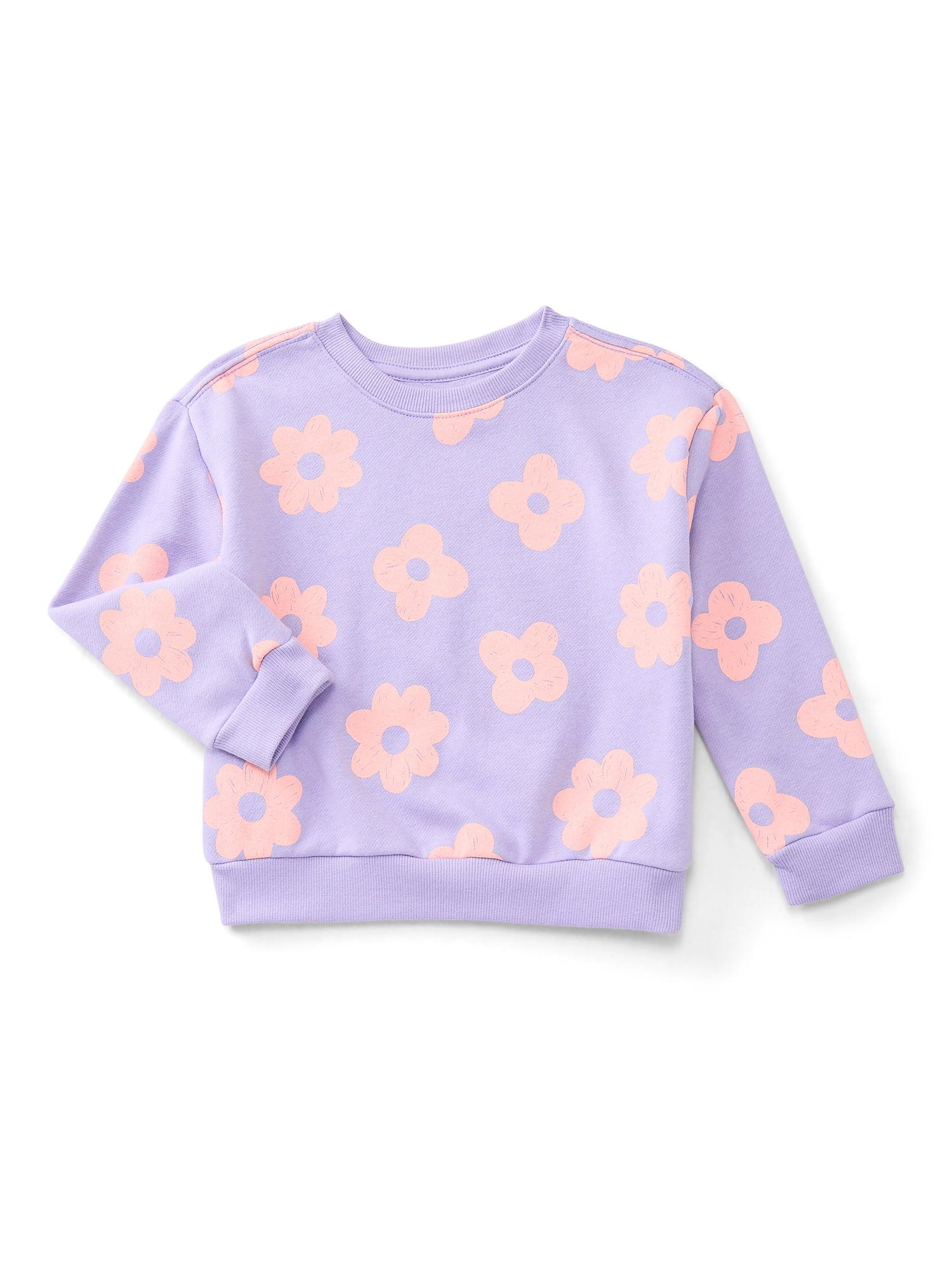 Wonder Nation Toddler Girls Fleece Sweatshirt with Long Sleeves, Sizes 2T-5T