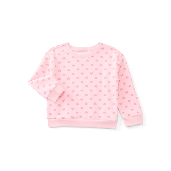 Wonder Nation Toddler Girls Fleece Sweatshirt with Long Sleeves, Sizes 2T-5T