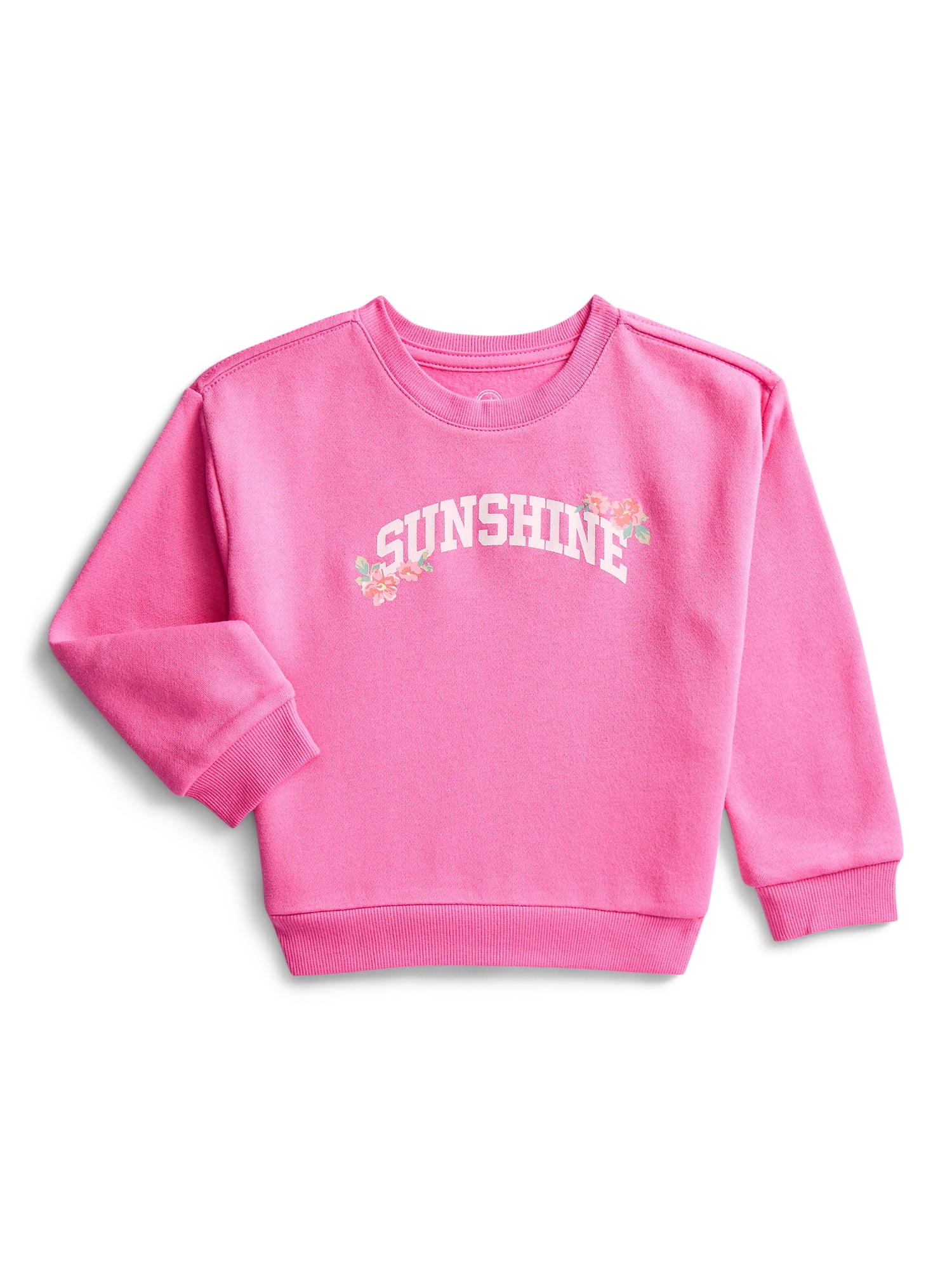 Wonder Nation Toddler Girls Fleece Sweatshirt with Long Sleeves, Sizes 2T-5T