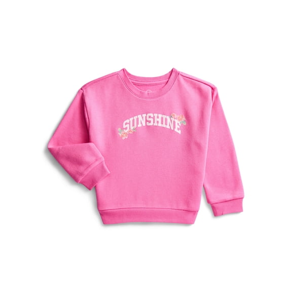Wonder Nation Toddler Girls Fleece Sweatshirt with Long Sleeves, Sizes 2T-5T