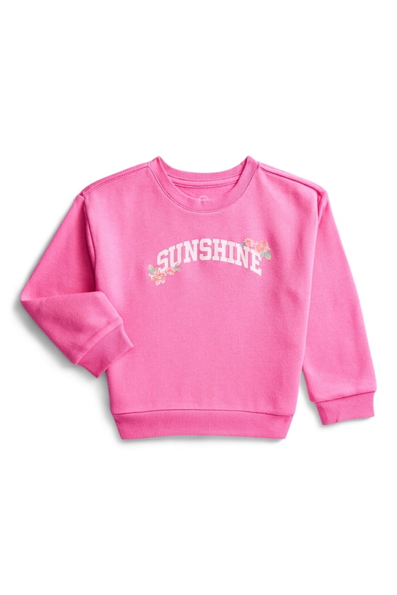 Toddler Girls Fleece Sweatshirt with Long Sleeves, Sizes 2T-5T