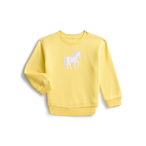 Wonder Nation Toddler Girls Fleece Sweatshirt with Long Sleeves, Sizes 2T-5T