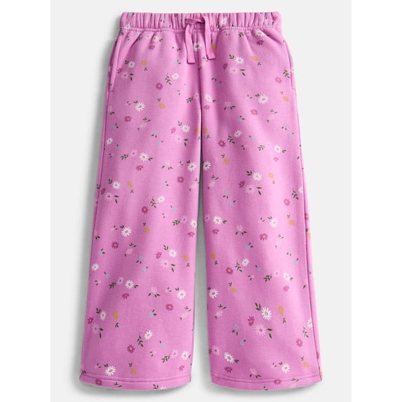 Wonder Nation Girls Wide Leg Fleece Pants, Sizes 4-18 & Plus