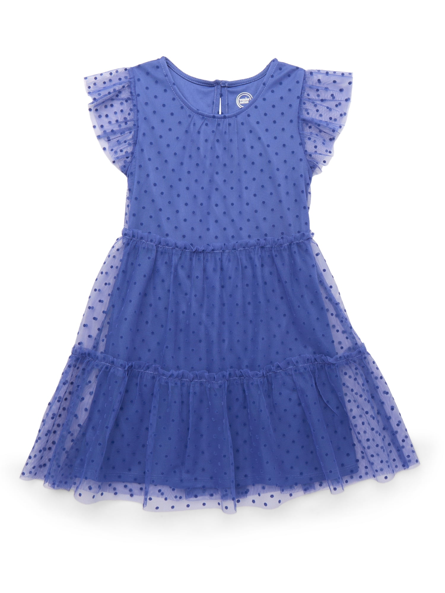 Wonder Nation Girls Flocked Tulle Dress, Sizes 4-18 & Plus