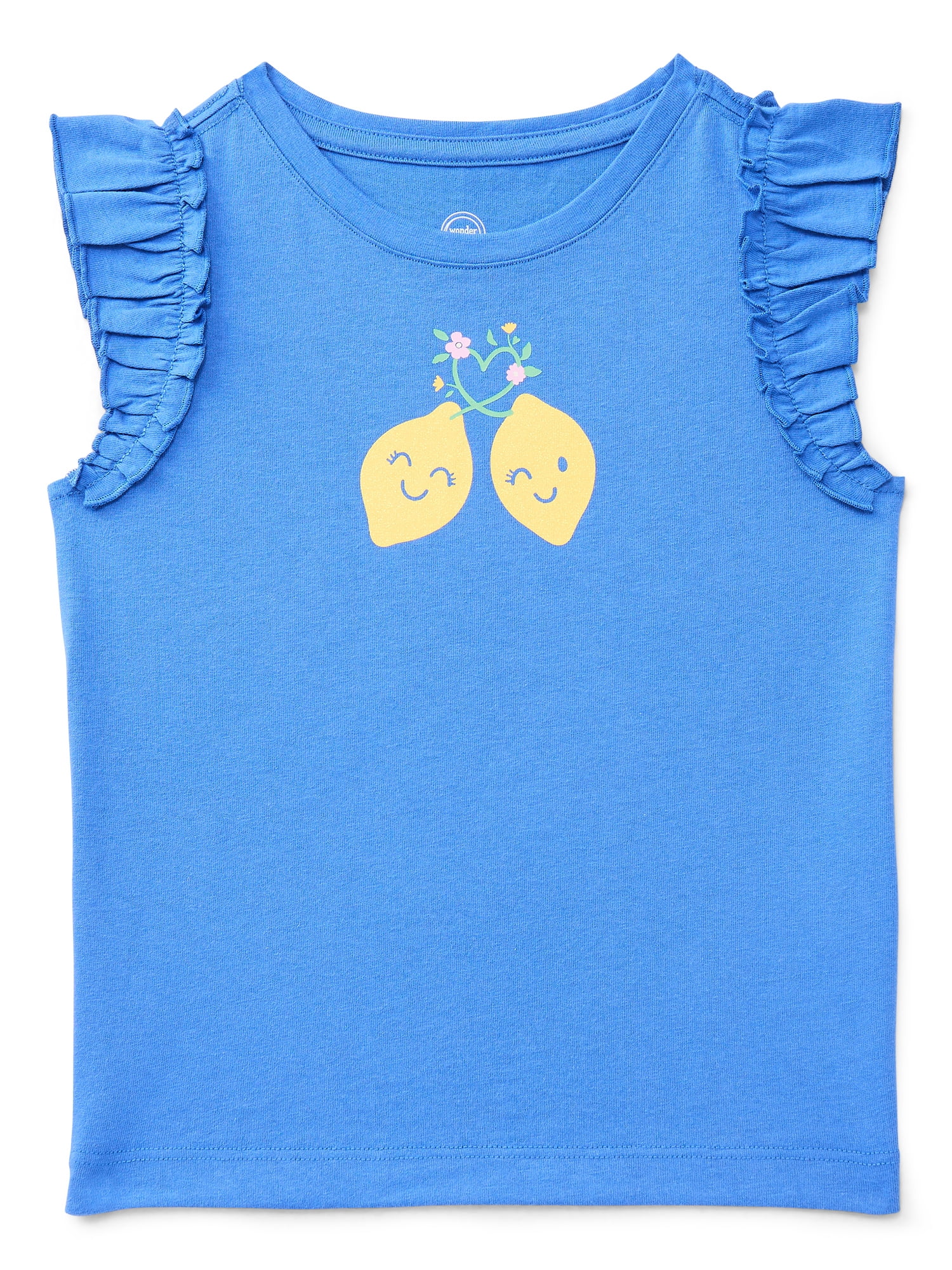 Wonder Nation Toddler Girls Tee with Flutter Sleeves, Sizes 18M-5T