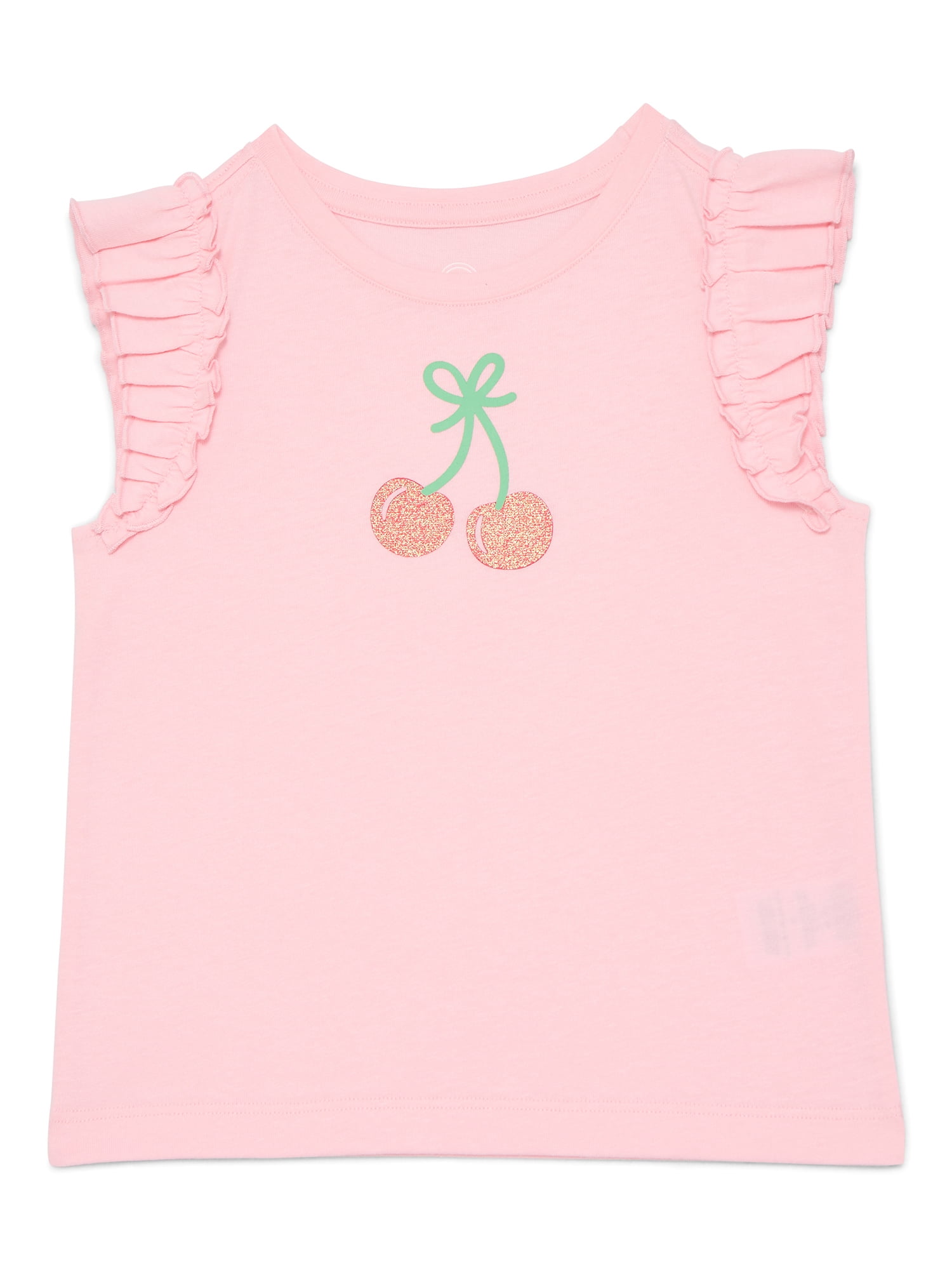 Wonder Nation Toddler Girls Tee with Flutter Sleeves, Sizes 18M-5T