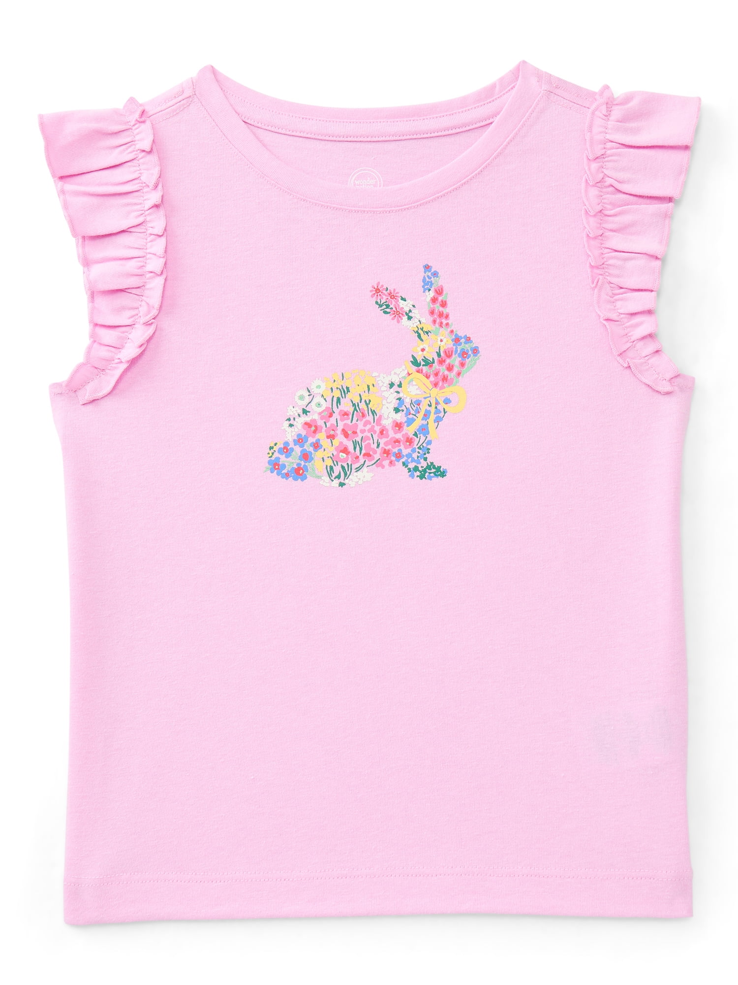 Wonder Nation Toddler Girls Tee with Flutter Sleeves, Sizes 18M-5T