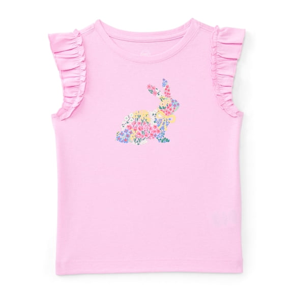 Wonder Nation Toddler Girls Tee with Flutter Sleeves, Sizes 18M-5T