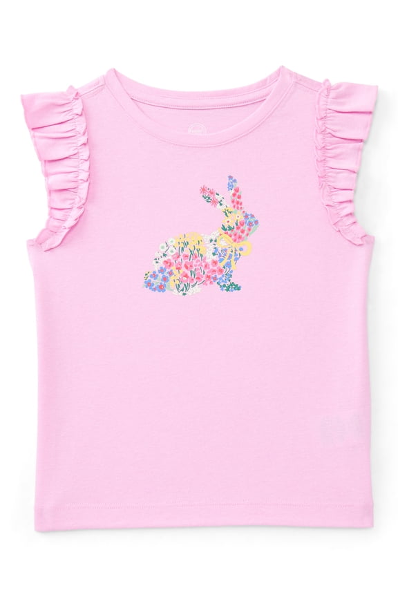 Toddler Girls Tee with Flutter Sleeves, Sizes 18M-5T