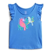Wonder Nation Toddler Girls Graphic Tank Top with Ruffle Sleeves, Sizes 18M–5T