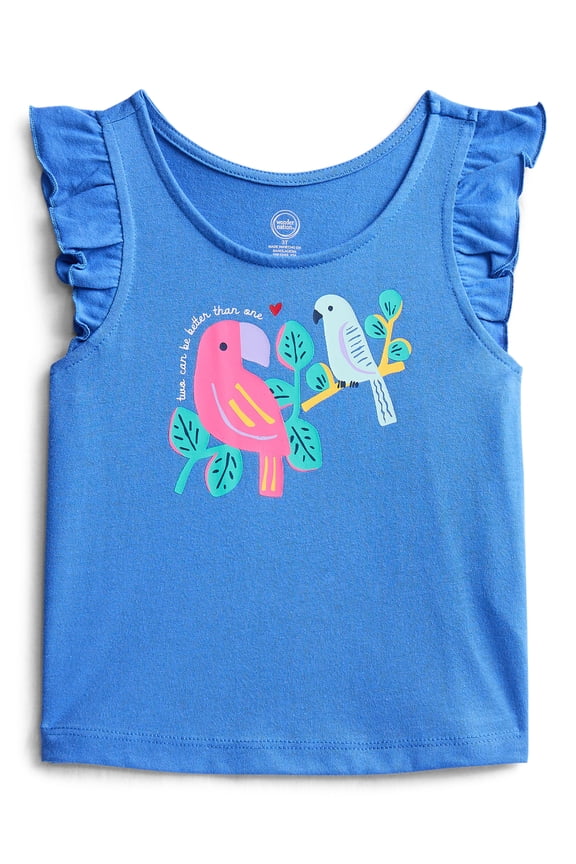 Toddler Girls Graphic Tank Top with Ruffle Sleeves, Sizes 18M–5T