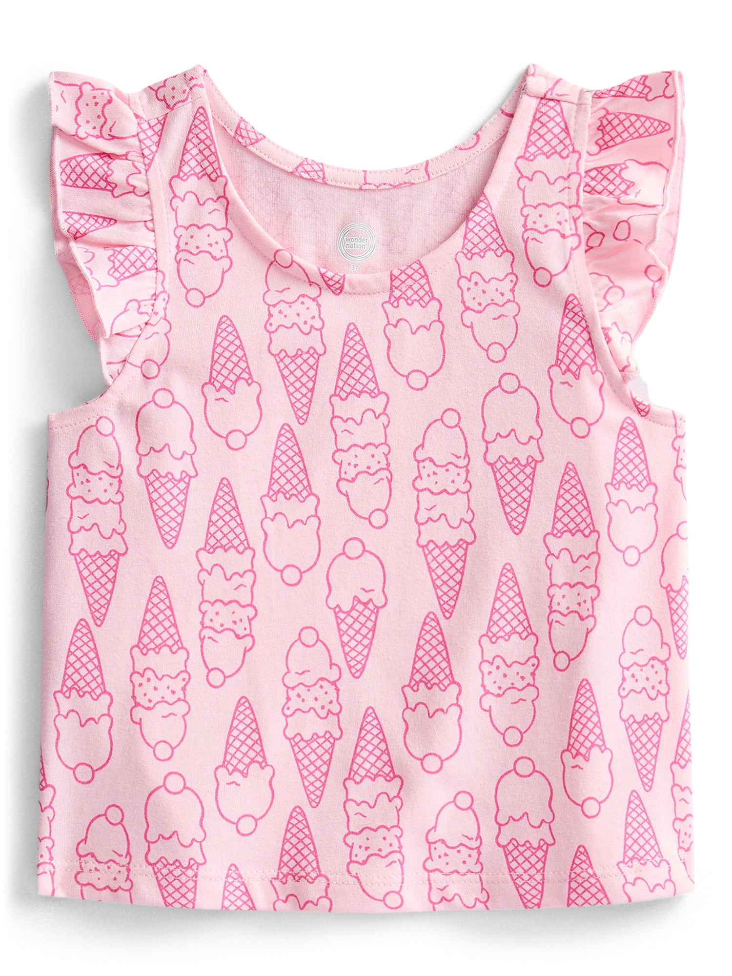 Wonder Nation Toddler Girls Printed Tank Top with Ruffle Sleeves, Sizes 18M–5T
