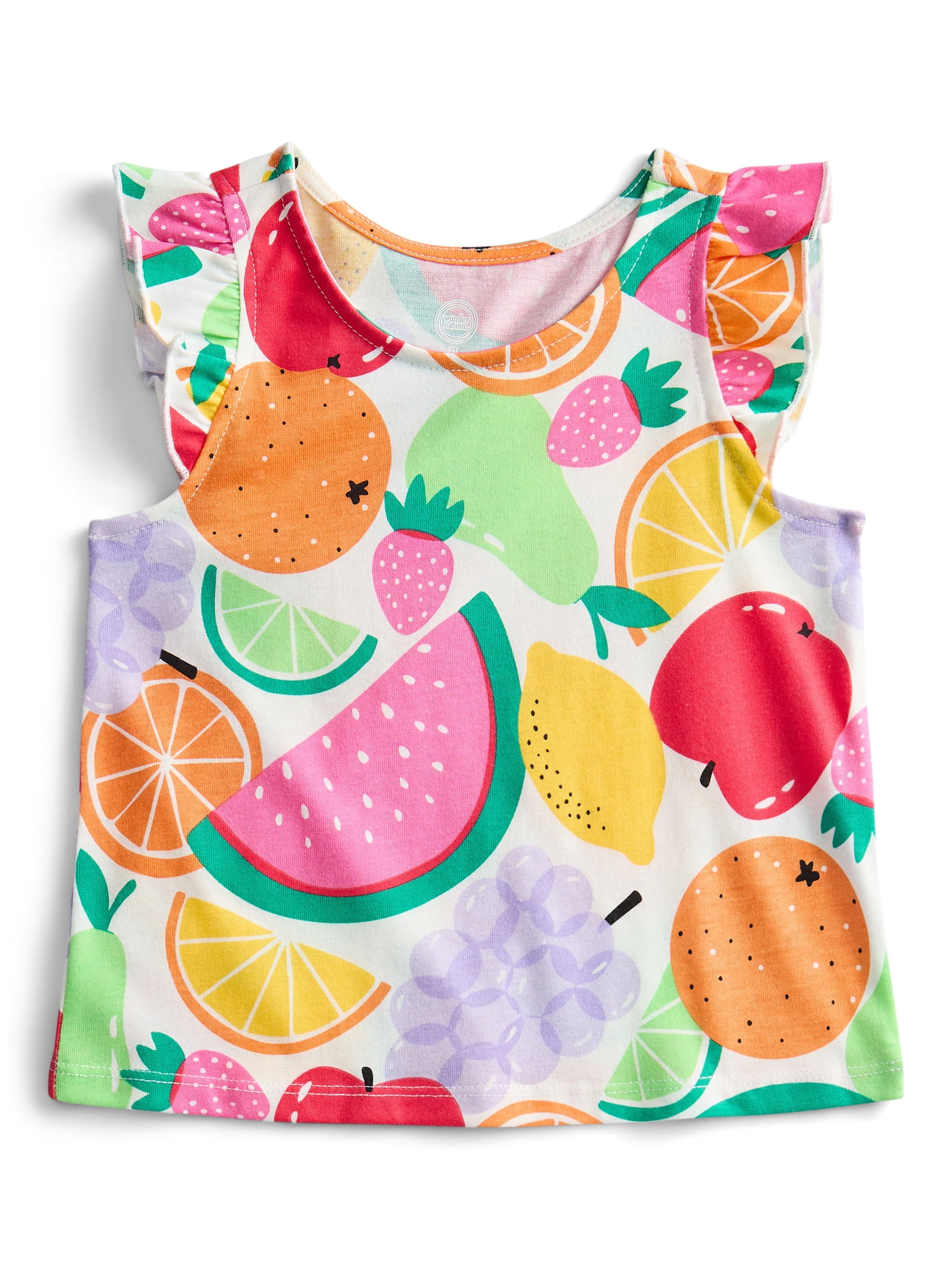 Wonder Nation Toddler Girls Printed Tank Top with Ruffle Sleeves, Sizes 18M–5T