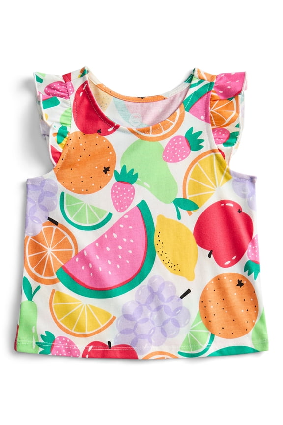 Toddler Girls Printed Tank Top with Ruffle Sleeves, Sizes 18M–5T