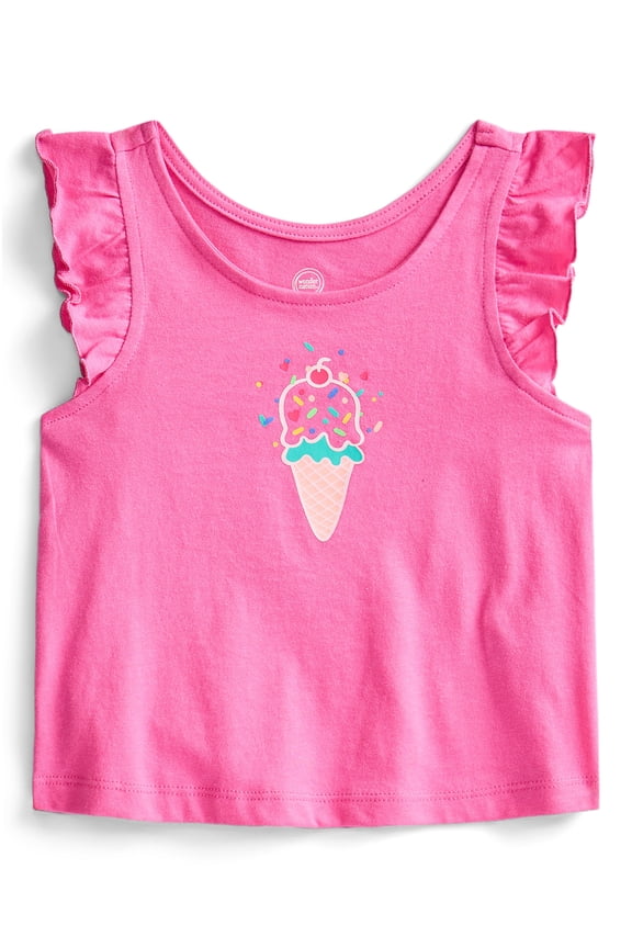 Toddler Girls Graphic Tank Top with Ruffle Sleeves, Sizes 18M–5T