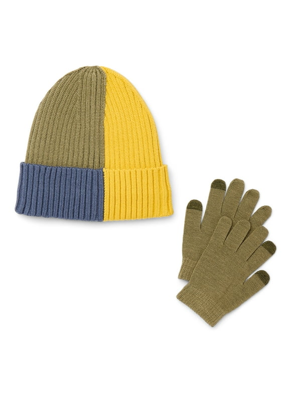 Boys Colorblock Beanie Hat and Tech Gloves Set, 2-Piece,male,age group 4-16 year