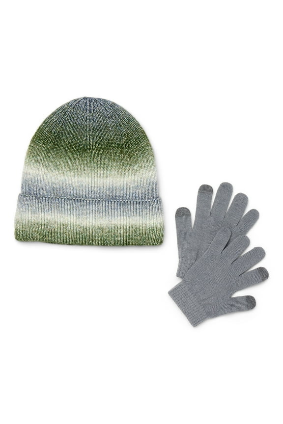 Boys Spacedye Knit Beanie Hat and Tech Gloves Set, 2-Piece,male,age group 4-16 year