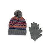 WONDER NATION Boys Fair Isle Pom Beanie Hat and Tech Gloves Set, 2-Piece,male,age group 4-16 year