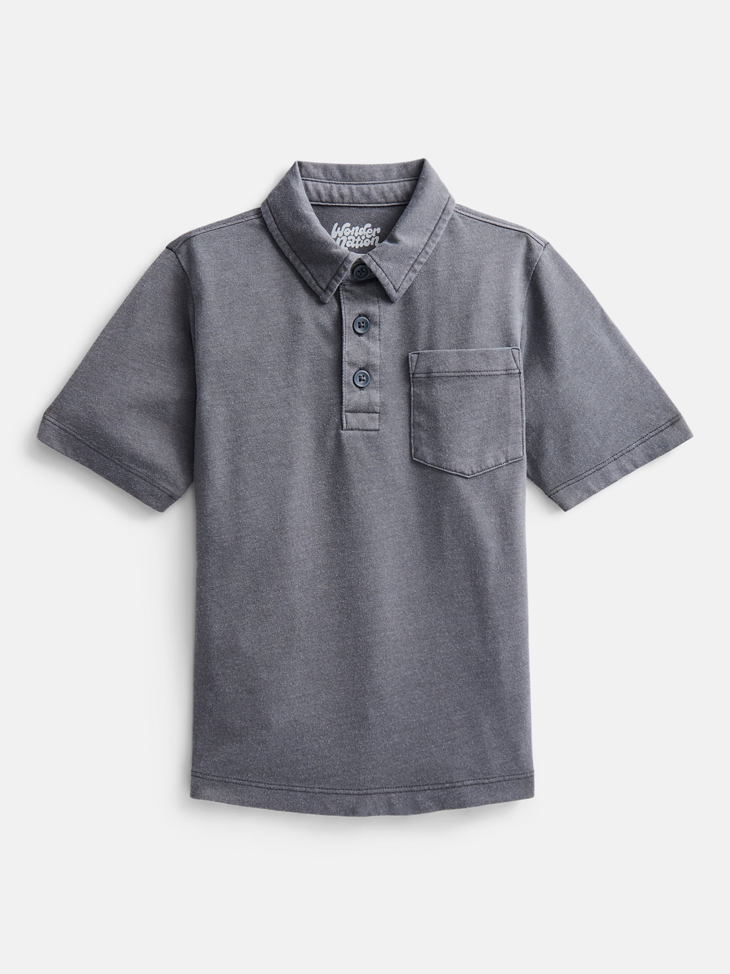 Wonder Nation Boys' Garment Dye Polo Shirt, Sizes XS-XXL